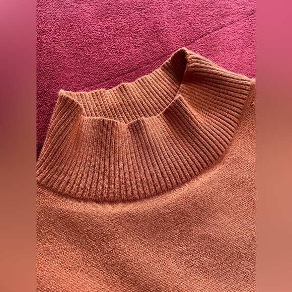 Chicwish Mock Neck Poncho Sweater Pullover Burnt Orange Striped Size S / M - Picture 10 of 13